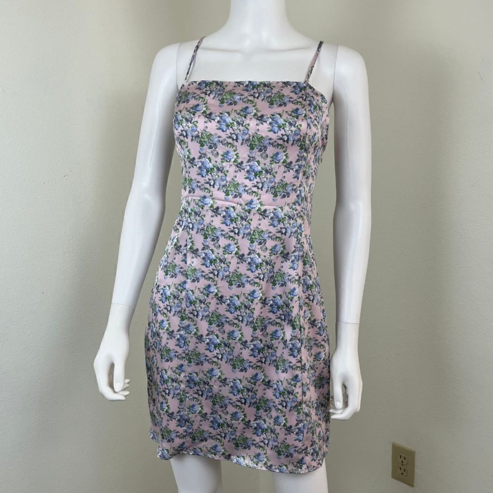 Endless Rose Woman's Size L Pink Floral Satin Mini NEW Dress Sleeveless Party - Picture 6 of 16